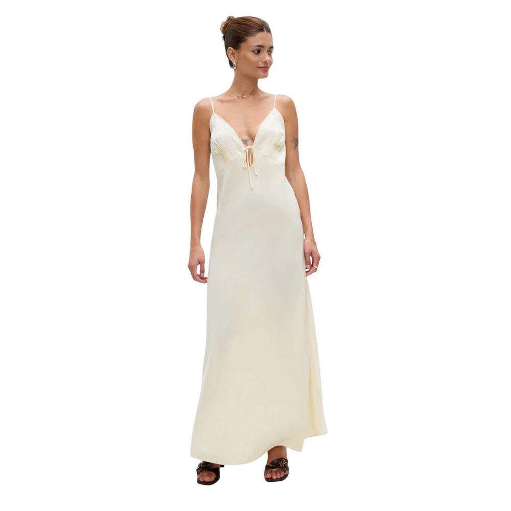 NWT $195 Frankies‎ Bikinis Beauty Maxi Slip Dress XL Cream Feminine Romantic